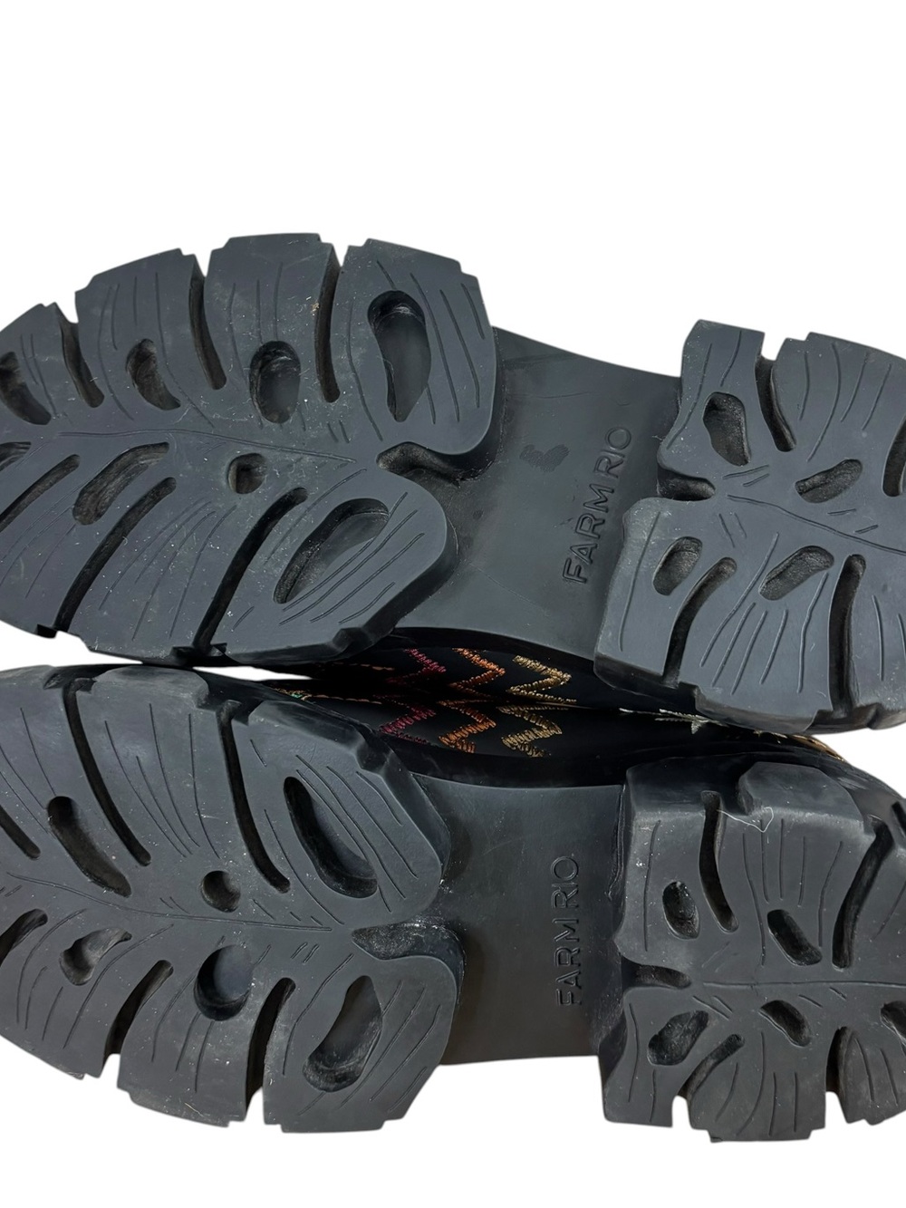 Farm Rio Black Embroidered Slip-On platform lug sole Loafers size US 8.5 EU 39.5 - Picture 9 of 9